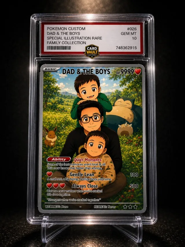 Custom family card — Dad & The Boys, graded slab